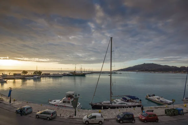 Zakynthos Grécia Maio 2015 Vista Incrível Nascer Sol Rua Costal — Fotografia de Stock