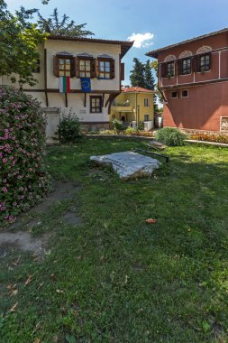 Plovdiv, Bulgaristan - 5 Temmuz 2018: Panorama on dokuzuncu yüzyıl evlerin mimari ve tarihi rezerv eski şehir şehir Plovdiv, Bulgaristan