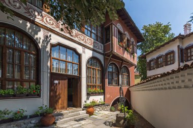 Plovdiv, Bulgaristan - 5 Temmuz 2018: Mimari ve tarihi rezerv Şehir Plovdiv, Bulgaristan tarihi kent Müzesi Balabanov'ın evde