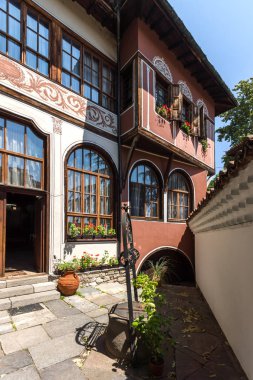 Plovdiv, Bulgaristan - 5 Temmuz 2018: Mimari ve tarihi rezerv Şehir Plovdiv, Bulgaristan tarihi kent Müzesi Balabanov'ın evde