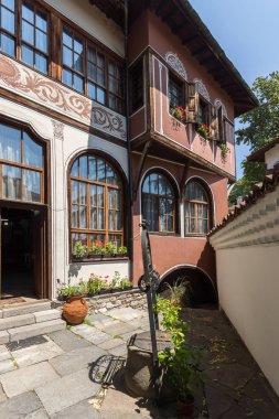 Plovdiv, Bulgaristan - 5 Temmuz 2018: Mimari ve tarihi rezerv Şehir Plovdiv, Bulgaristan tarihi kent Müzesi Balabanov'ın evde