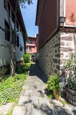 Plovdiv, Bulgaristan - 5 Temmuz 2018: Mimari ve tarihi rezerv Şehir Plovdiv, Bulgaristan tarihi kent Müzesi Balabanov'ın evde