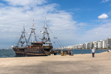 Selanik, Yunanistan - 30 Eylül 2017: Selanik şehir setpanoraması, Orta Makedonya, Yunanistan
