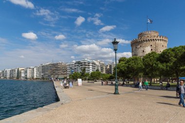 THESSALONIKI, GREECE - SEPTEMBER 30, 2017: View of White Tower in city of Thessaloniki, Central Macedonia, Greece