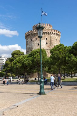 THESSALONIKI, GREECE - SEPTEMBER 30, 2017: View of White Tower in city of Thessaloniki, Central Macedonia, Greece