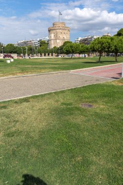 THESSALONIKI, GREECE - SEPTEMBER 30, 2017: View of White Tower in city of Thessaloniki, Central Macedonia, Greece