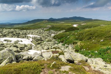 Vitosha Mountain yakınındaki Cherni Vrah tepe, Sofya şehir bölge, Bulgaristan'ın yeşil tepeleri ile manzara