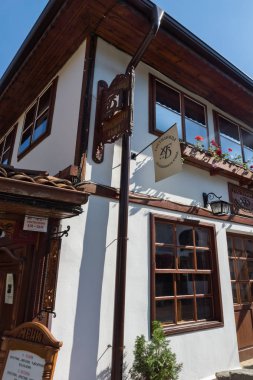 Tryavna, Bulgaristan - 6 Temmuz 2018: Tarihi şehir, Tryavna, Gabrovo Bölgesi, Bulgaristan eski evde