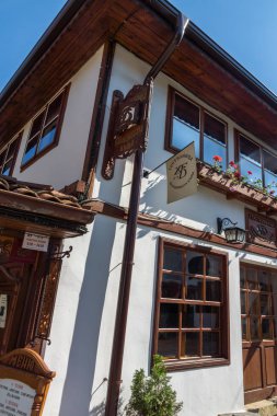 Tryavna, Bulgaristan - 6 Temmuz 2018: Tarihi şehir, Tryavna, Gabrovo Bölgesi, Bulgaristan eski evde