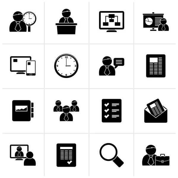 Black Business Presentation Project Management Icons Vector Icon Set — Stock Vector