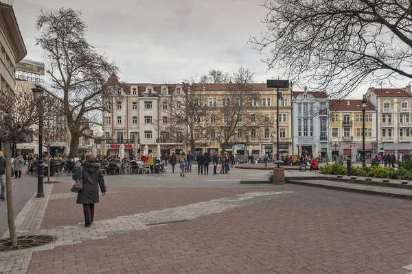 Plovdiv Bulgarien Februari 2019 Panoramautsikt Över Centrala Gågatan Staden Plovdiv — Stockfoto