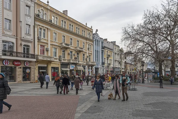 Plovdiv Bulgarije Februari 2019 Panoramisch Uitzicht Van Centrale Wandelstraat Van — Stockfoto