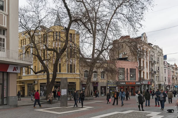 Plovdiv Bulgaria Febrero 2019 Vista Panorámica Calle Peatonal Central Plovdiv — Foto de Stock