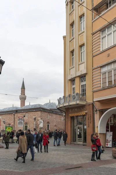 Plovdiv Bulgaria February 2019 Panoramic View Central Pedestrian Street City — Stock Photo, Image