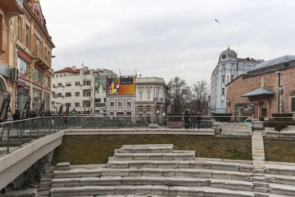 Plovdiv Bulgaria Февраля 2019 Года Панорамный Вид Центральную Пешеходную Улицу — стоковое фото