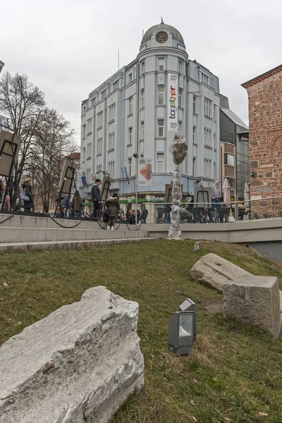 Plovdiv Bulgaria February 2019 Panoramic View Central Pedestrian Street City — Stock Photo, Image