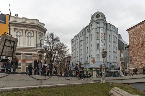Plovdiv Bulgaria February 2019 Panoramic View Central Pedestrian Street City — Stock Photo, Image