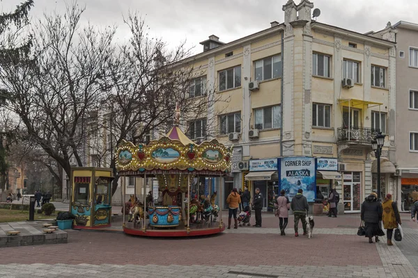 Пловдив Болгарія Лютого 2019 Панорамний Вид Центральній Пішохідній Вулиці Міста — стокове фото