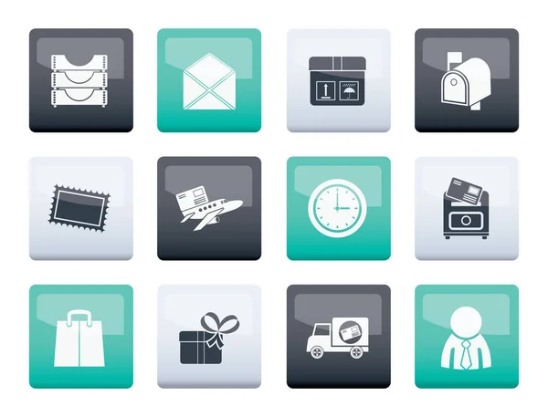 Post Correspondentie Office Pictogrammen Kleur Achtergrond Vector Icon Set — Stockvector