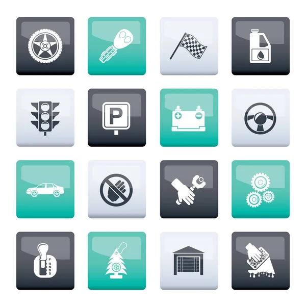 Auto Und Transport Symbole Über Farbigem Hintergrund Vektor Icon Set — Stockvektor