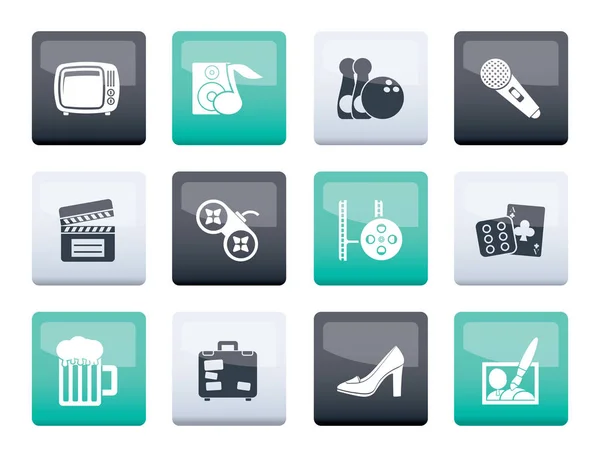 Pictogrammen Van Recreatieve Activiteit Objecten Kleur Achtergrond Vector Icon Set — Stockvector