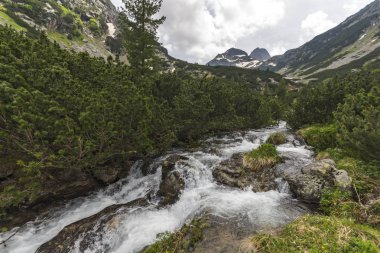 Kara bulutlar ile Malyovitsa tepe ve Malyoviska Nehri, Rila Dağı, Bulgaristan manzara