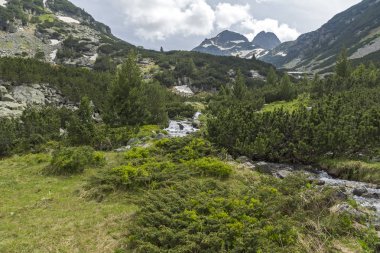 Kara bulutlar ile Malyovitsa tepe ve Malyoviska Nehri, Rila Dağı, Bulgaristan manzara
