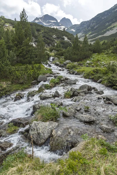 Landskap Med Mörka Moln Över Malyovitsa Peak Och Malyoviska Floden — Stockfoto