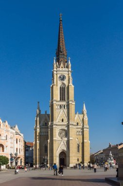 Novi Sad, Voyvodina, Sırbistan - 11 Kasım 2018: Katolik Katedrali adı Mary Kilisesi içinde şehir Novi Sad, Voyvodina, Sırbistan