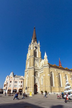 Novi Sad, Voyvodina, Sırbistan - 11 Kasım 2018: Katolik Katedrali adı Mary Kilisesi içinde şehir Novi Sad, Voyvodina, Sırbistan