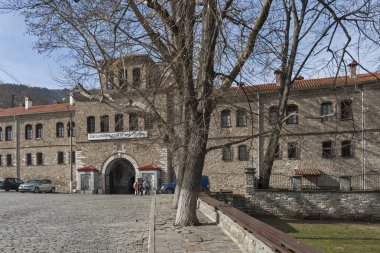 Bachkovo Manastırı, Bulgaristan - 4 Şubat 2019: Bachkovo Manastırı Dormition Tanrı, Bulgaristan anası, ortaçağ binaları