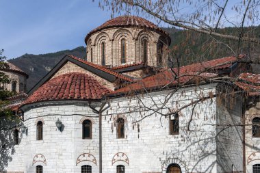 Bachkovo Manastırı, Bulgaristan - 4 Şubat 2019: Bachkovo Manastırı Dormition Tanrı, Bulgaristan anası, ortaçağ binaları