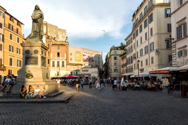 Roma Italia Junio 2017 Increíble Vista Atardecer Campo Fiori Ciudad — Foto de Stock