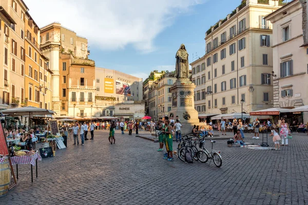 Rome Talya Haziran 2017 Muhteşem Gün Batımı Görünümü Campo Fiori — Stok fotoğraf