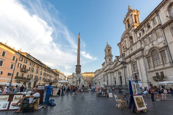 Roma Italia Junio 2017 Vista Del Atardecer Piazza Navona Ciudad — Foto de Stock