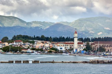 Zakynthos, Yunanistan - 28 Mayıs 2015: Muhteşem panoramik Zakynthos şehir, iyon Island, Yunanistan