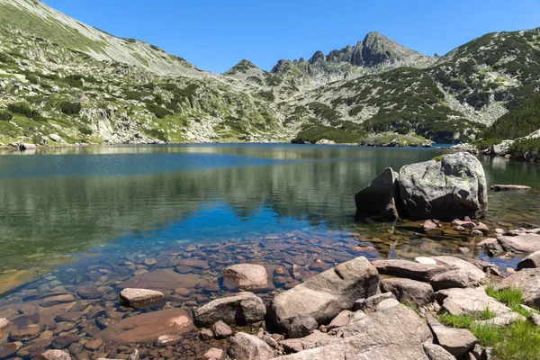 Paisagem Verão Com Valyavitsa Lagos Dzhangal Pico Pirin Mountain Bulgária — Fotografia de Stock