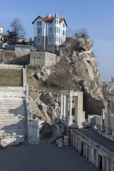 Ruínas Teatro Romano Filipópolis Cidade Plovdiv Bulgária — Fotografia de Stock