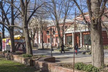 : Haskovo, Bulgaria - 1 Şubat 2019: Drama ve kukla tiyatrosu Ivan Dimov Haskovo şehri, Bulgaristan