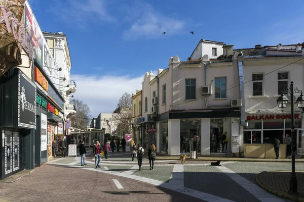 Haskovo Bulgaria Febrero 2019 Calle Típica Centro Ciudad Haskovo Bulgaria — Foto de Stock