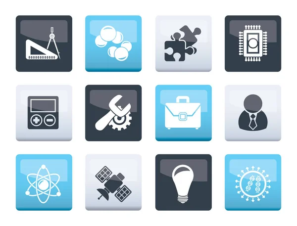 Wissenschaft Und Forschung Icons Über Farbhintergrund Vektor Icon Set — Stockvektor