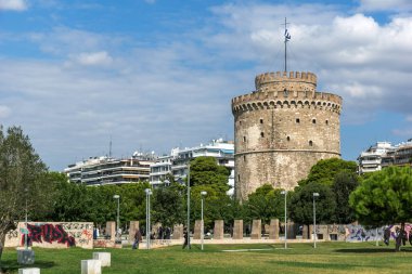 Thessaloniki, Yunanistan - 30 Eylül 2017: Beyaz Kule'ye Selanik şehir, orta Makedonya, Yunanistan