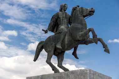 Thessaloniki, Yunanistan - 30 Eylül 2017: İskender büyük anıt Selanik şehir, orta Makedonya, Yunanistan