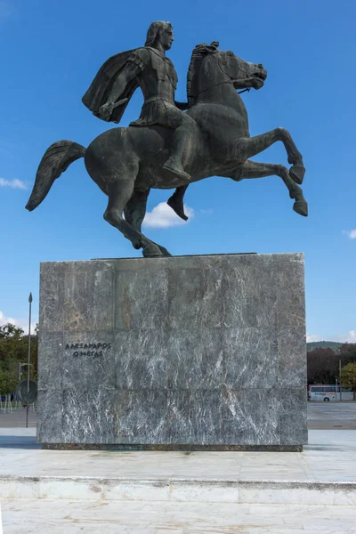 Thessaloniki Řecko Září 2017 Alexandr Velký Pomník Městě Thessaloniki Střední — Stock fotografie