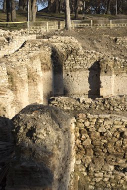 Gün batımı görünümü antik termal banyoları, Diocletianopolis, Hisarya kasaba, Plovdiv Bölge, Bulgaristan