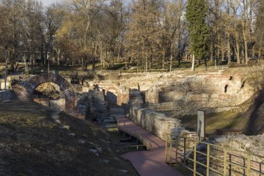 Gün batımı görünümü antik termal banyoları, Diocletianopolis, Hisarya kasaba, Plovdiv Bölge, Bulgaristan