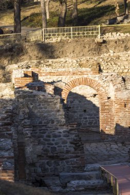 Gün batımı görünümü antik termal banyoları, Diocletianopolis, Hisarya kasaba, Plovdiv Bölge, Bulgaristan