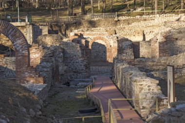 Gün batımı görünümü antik termal banyoları, Diocletianopolis, Hisarya kasaba, Plovdiv Bölge, Bulgaristan