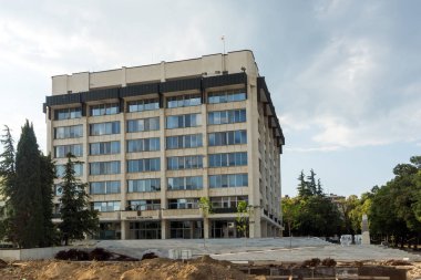Stara Zagora, Bulgaristan - 5 Ağustos 2018: City Hall, Stara Zagora, Bulgaristan şehir merkezinde