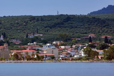 Kyllini, Yunanistan - 28 Mayıs 2015: Panoramik şehir Kyllini, Peloponnese, Batı Yunanistan 